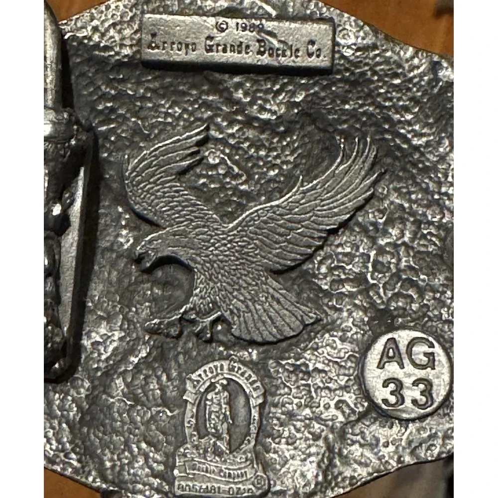 Vintage Bald Eagle Pewter Arroyo Grande Belt Buckle Navajo Aztec Zuni USA Made